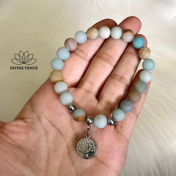 Amazonite Tree of Life Stretch Bracelet - Picture 4 of 8